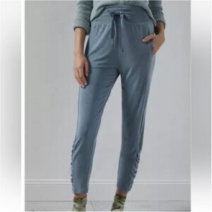 Anthropologie Saturday Sunday Blue Ruched Joggers Smocked Waist Lounge Pants L